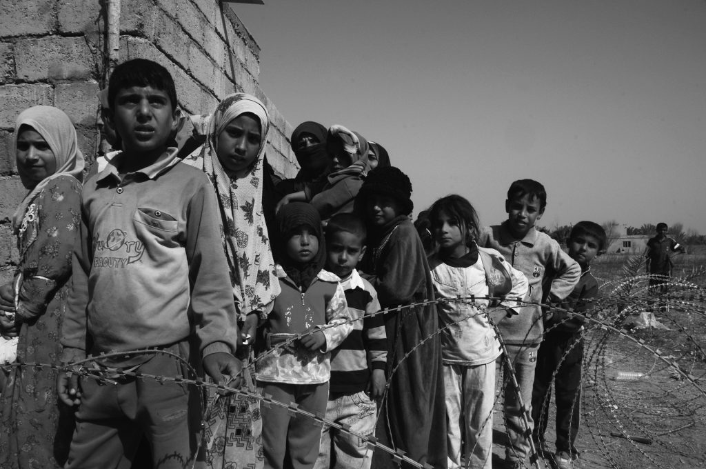 Hungry children in war zone