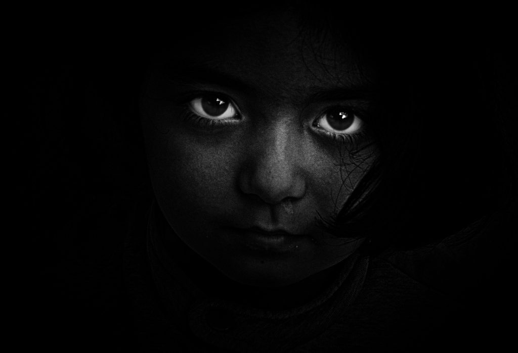 Dramatic portrait of girls eyes. 