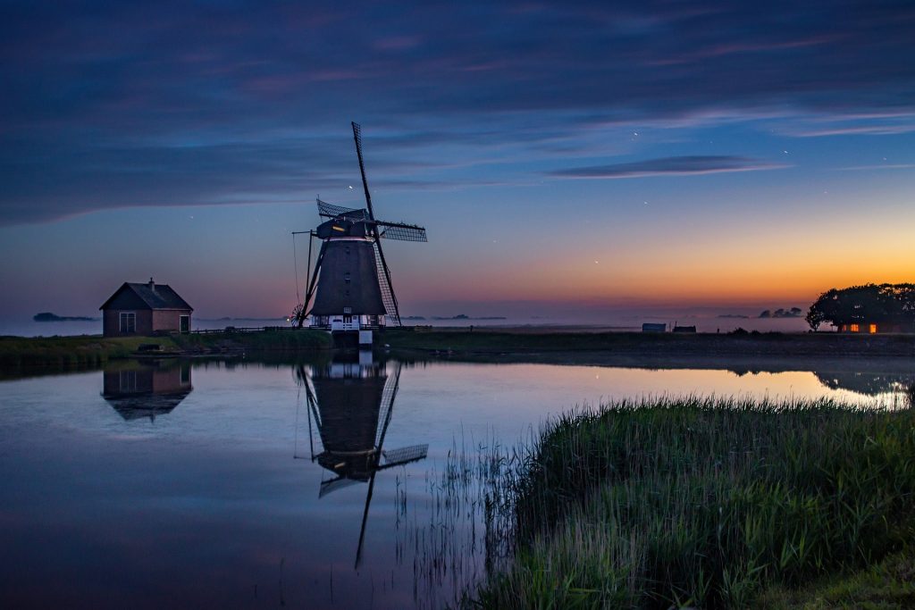 Windmill scene early evening