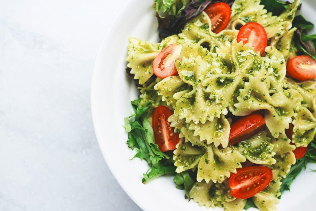 Plated pasta salad